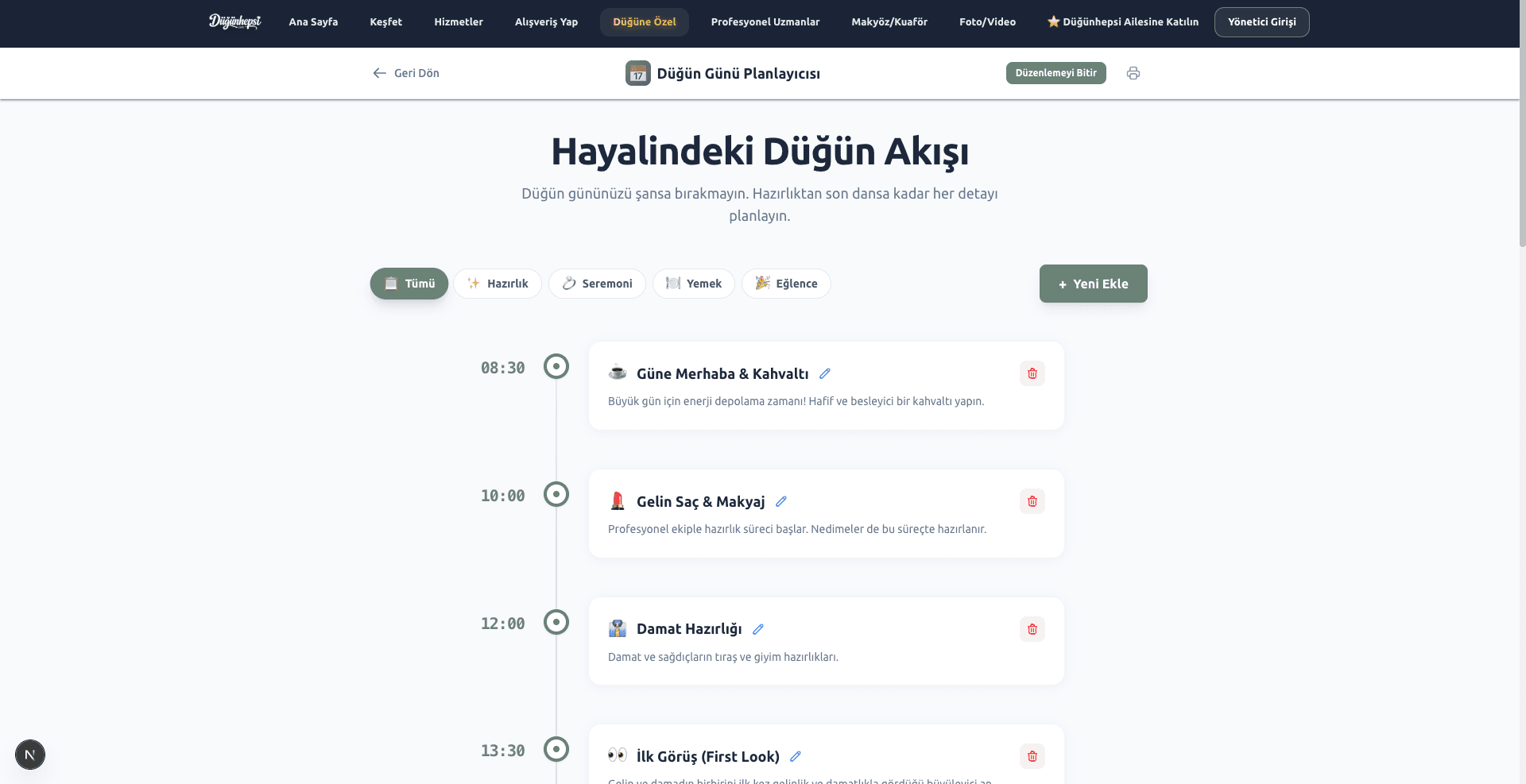 Düğün Günü Programı