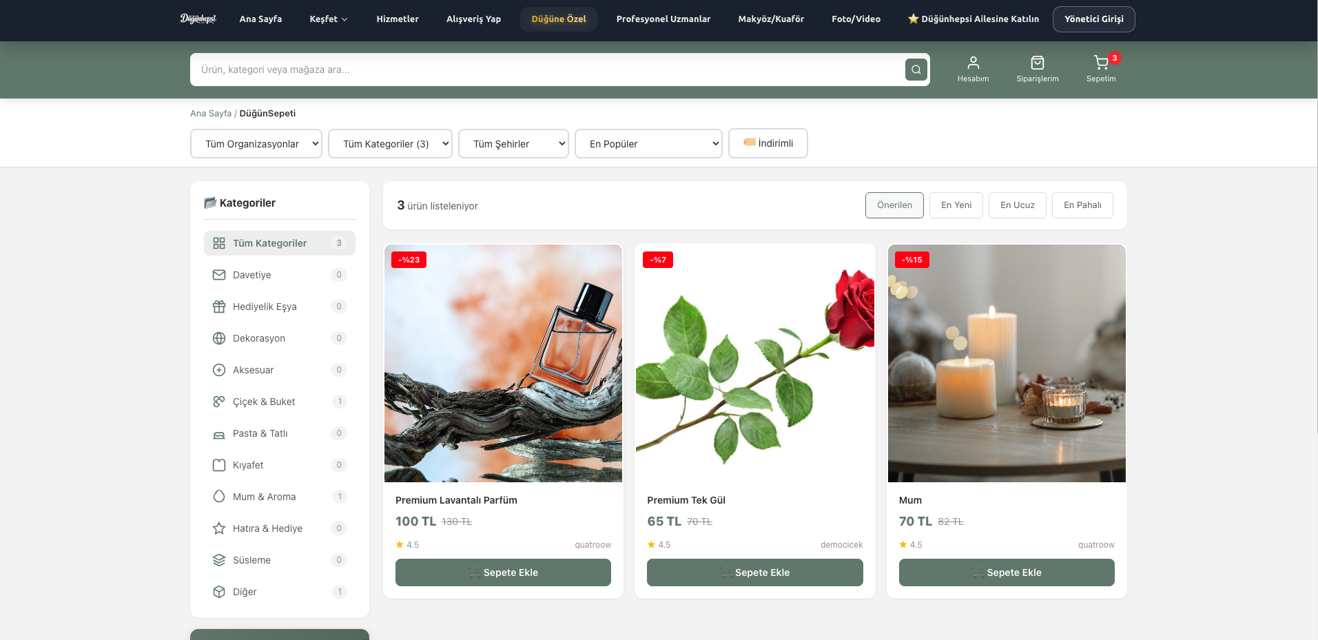 Düğüne Özel Alışveriş