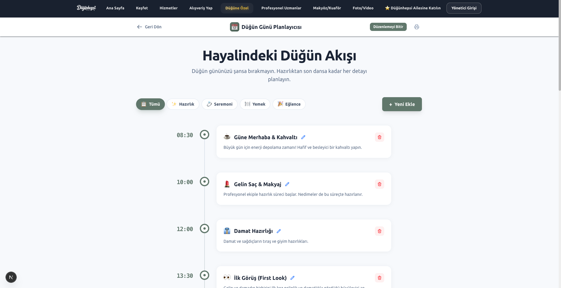 Düğün Günü Programı