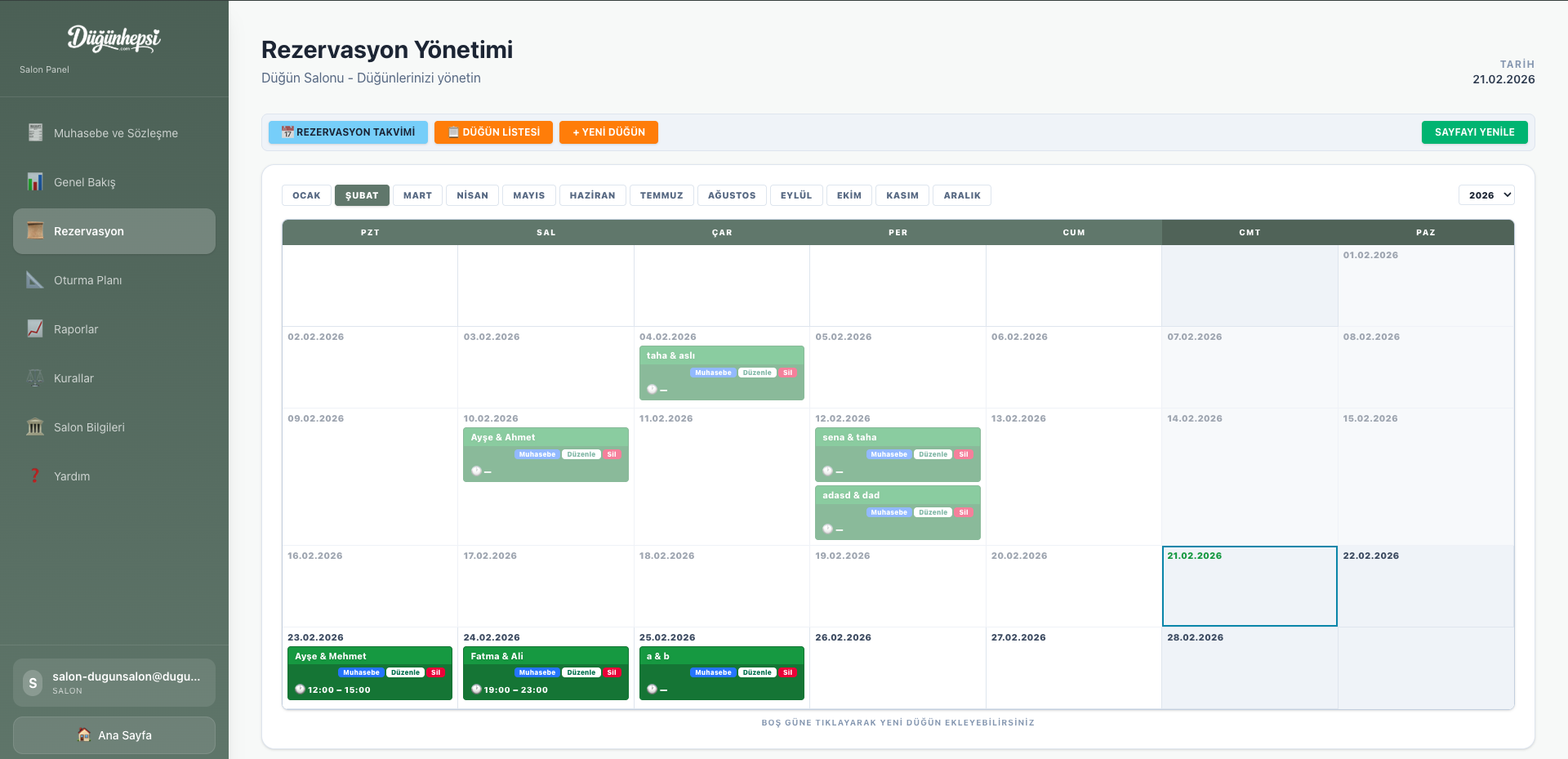 Rezervasyon Yönetimi